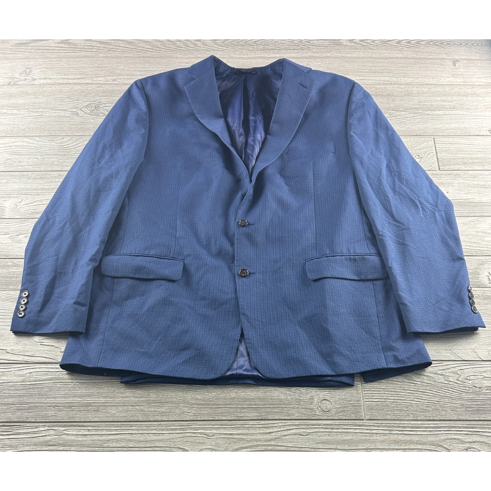 Lauren Ralph Lauren Mens Blazer Classic Fit Navy Blue Herringbone Size 46L